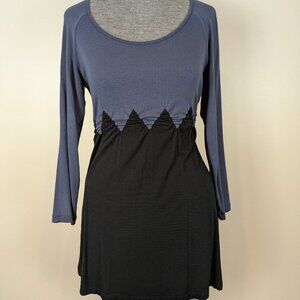 Designer Kenar Black & Blue Colorblock Knit Top Tunic Shirt Size M EUC